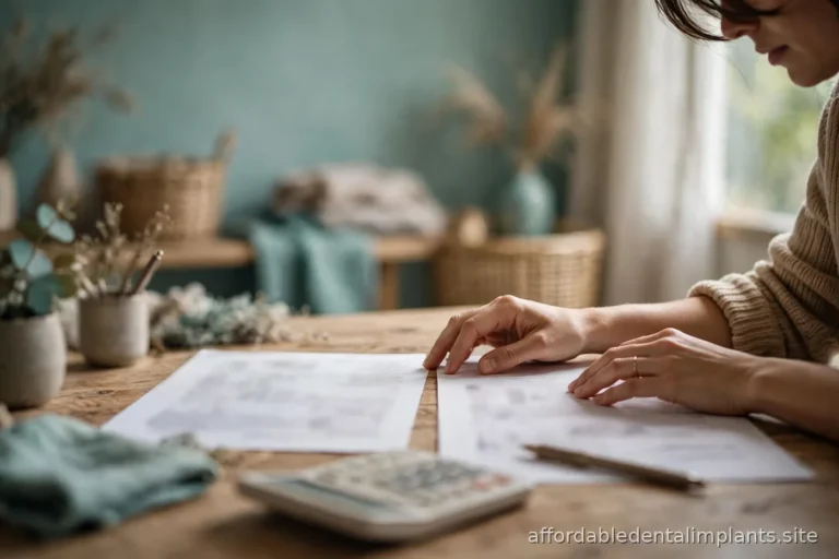 Person comparing loan documents with a calculator on a desk in warm home-office light