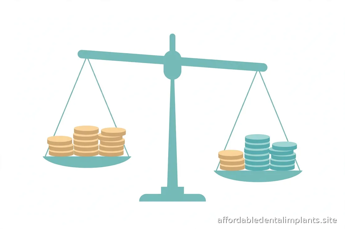 Abstract illustration of balance scale with coins, soft teal and sand tones, no readable text